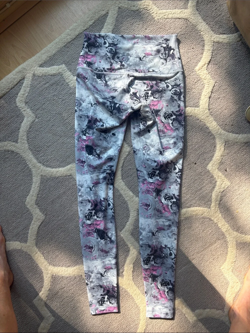 lululemon athletica Gray, Pink and Black Floral Hoodie
